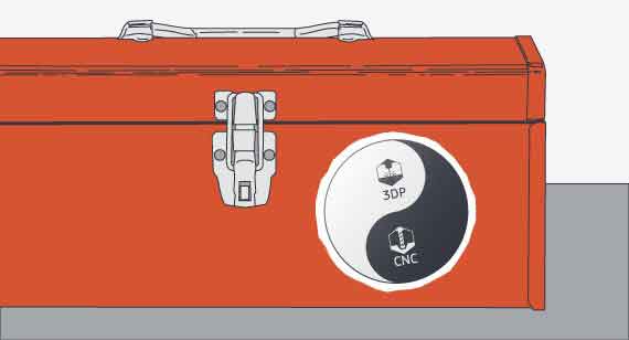 red tool box rendering with ying yang symbol. Prototyped and manufactured using DMLS from China Metal Parts.