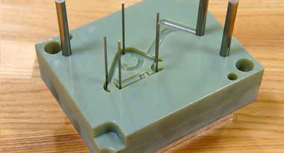 3D-printed molds with metal ejector plate and pins