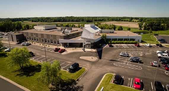 aerial shot of manufacturing facility