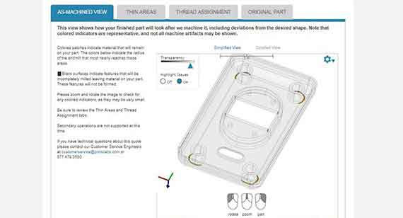 as machined view dfm feedback