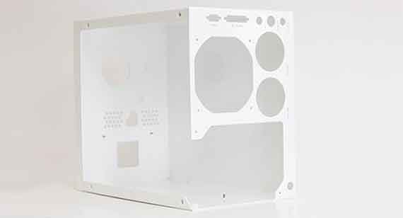 white sheet metal computer chassis