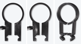 Three injection molding designs of the same part