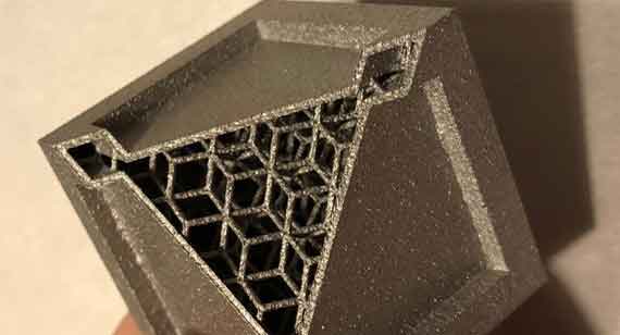 metal 3d-printed cube with lattice structures