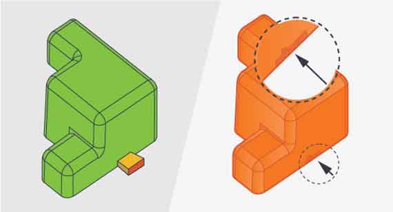 illustration of injection molding tab gate molded part