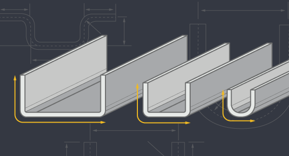 U channels on sheet metal parts