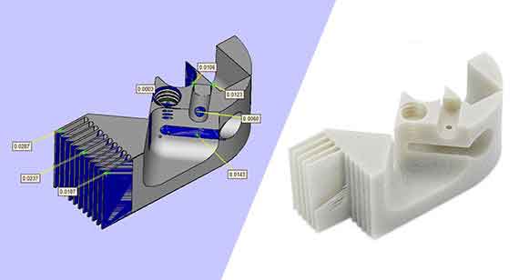 Minimum feature sizes for parts built  with Multi Jet Fusion and selective laser sintering 3D printing methods.