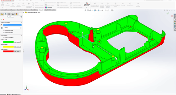 Draft Analysis Tool in SOLIDWORKS