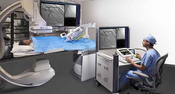 CorPath robotic assistant in use by surgeon