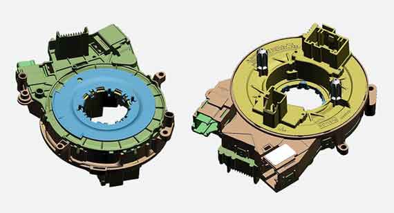 A 3D CAD model of a clock spring assembly